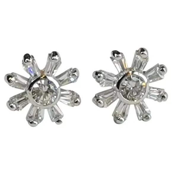 DAISY flower Sterling silver cz stud earrings - Picture 5 of 5